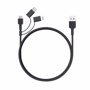 AUKEY BAL5B 3 in 1 MFI Lightning 8 pin Sync and Charging Cable-Black - كابل